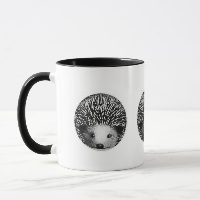 Hedgehog Black & White Mug (Left)