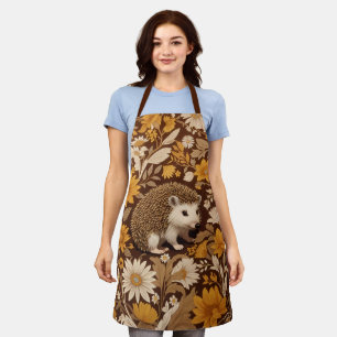 Hedgehog Brown Floral William Morris Inspired Apron
