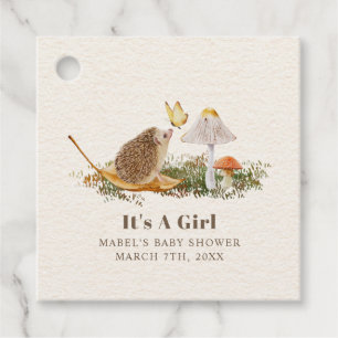 Hedgehog Butterfly Mushroom Woodland Baby Shower Favour Tags