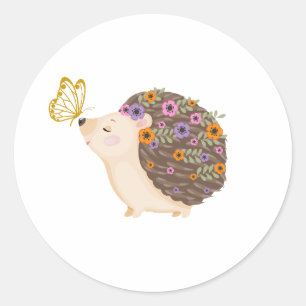 Hedgehog butterfly spring sticker