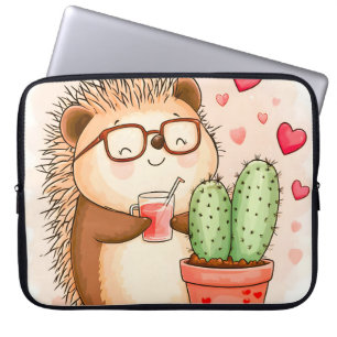 Hedgehog Cactus Cheers Watercolor Laptop Sleeve