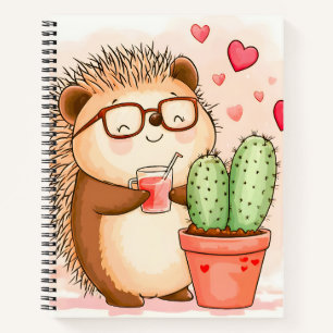  Hedgehog Cactus Cheers Watercolor Notebook