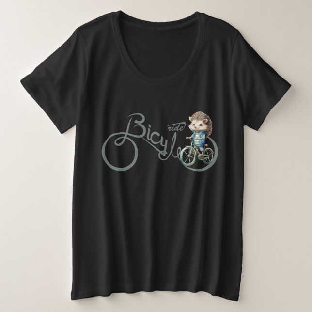 Hedgehog, Cartoon Rider Plus Size T-Shirt (Design Front)