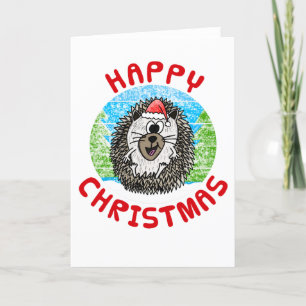 Hedgehog Christmas Card Wildlife Nature Funny