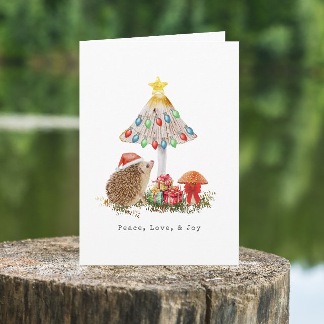 Hedgehog Christmas Holidays Woodland Mushroom Card (Creator Uploaded)
