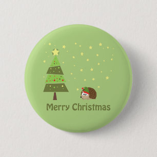 Hedgehog Christmas Scene 6 Cm Round Badge