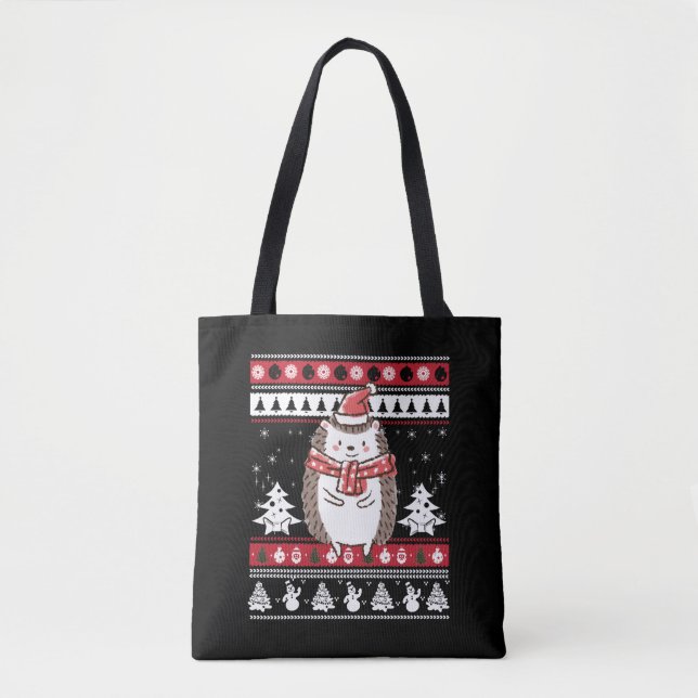 Hedgehog Christmas Tote Bag (Front)