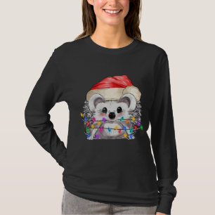 Hedgehog Christmas Tree Light Tangled Pajama Xmas T-Shirt