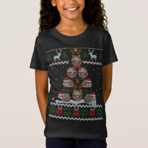 Hedgehog Christmas Tree Lights Funny Hedgehog Ugly T-Shirt