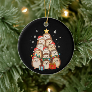 Hedgehog Christmas Tree Lights Pyjamas Xmas Ceramic Tree Decoration