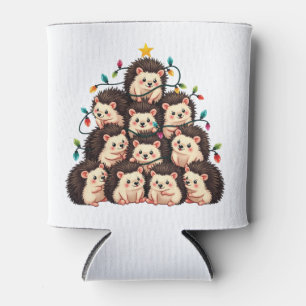 Hedgehog Christmas Tree Merry Christmas Xmas  Can Cooler