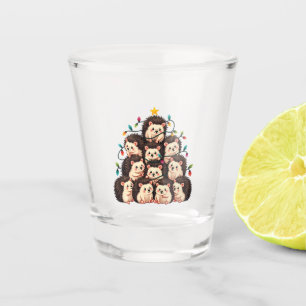 Hedgehog Christmas Tree Merry Christmas Xmas Shot Glass