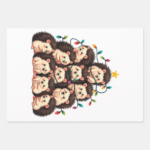 Hedgehog Christmas Tree Merry Christmas Xmas  Wrapping Paper Sheet