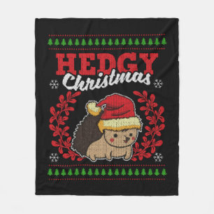 Hedgehog Christmas Ugly Christmas Xmas Gift Fleece Blanket