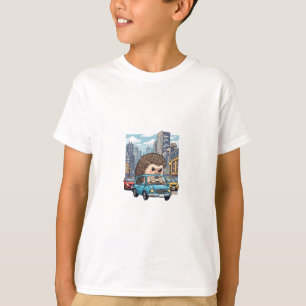 Hedgehog City Traffic Driver Kids T-Shirt