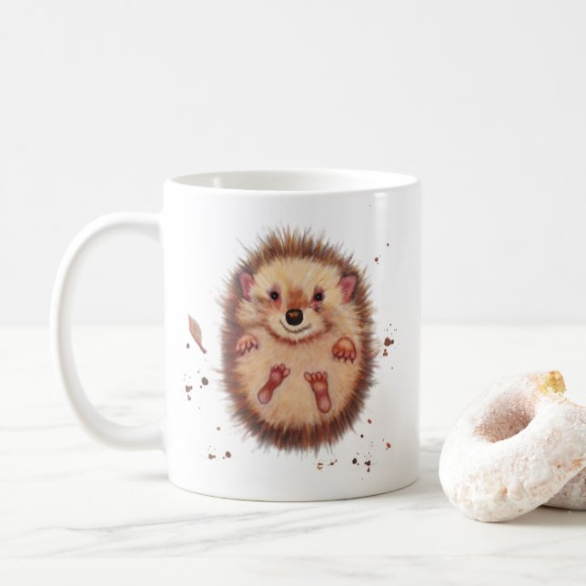 Hedgehog coffee mug. “I ❤️ Hedgehogs” Coffee Mug (With Donut)