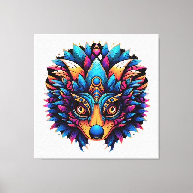 Hedgehog Colorful Pop Art Canvas Print (Front)