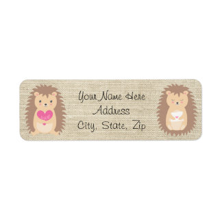 Hedgehog Country Burlap Pattern Return Address