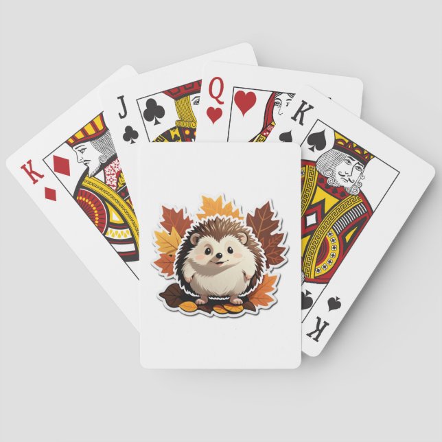 Hedgehog Cozy Forest Life Playing Cards (Back)