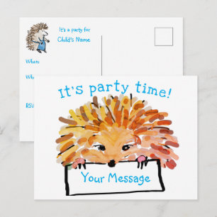 Hedgehog Customisable Child's Invitation Postcard