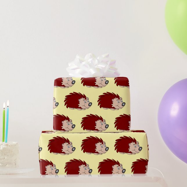 Hedgehog Design Any Colour Background Wrapping Paper (Party Gifts)