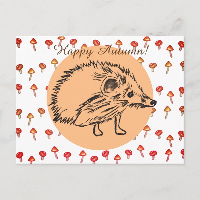 Hedgehog Drawing Custom Postcard (Front)