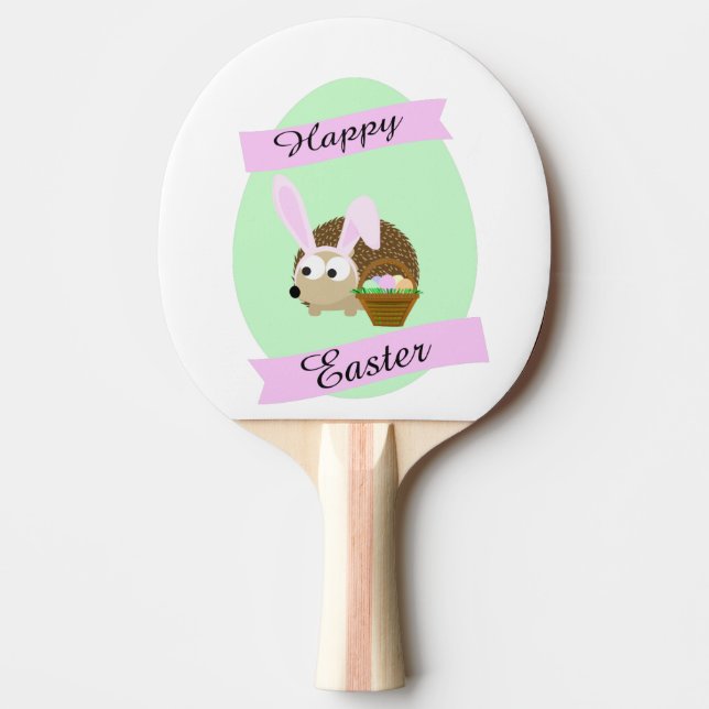 Hedgehog Easter Bunny Ping Pong Paddle (Front)