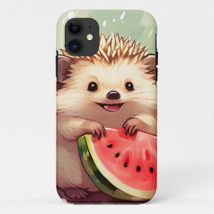 Hedgehog enjoying a piece of watermelon Case-Mate iPhone Case