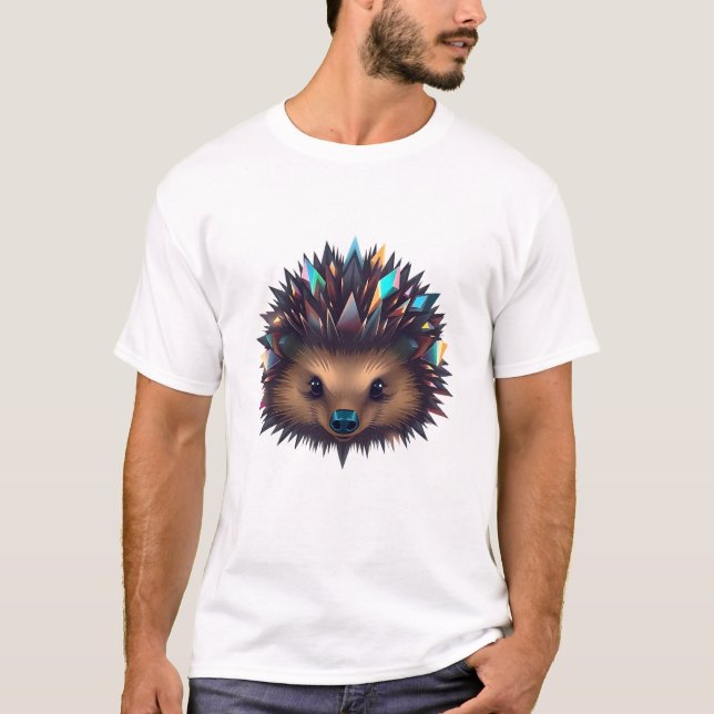 Hedgehog Face Floating Abstract Art T-Shirt (Front)