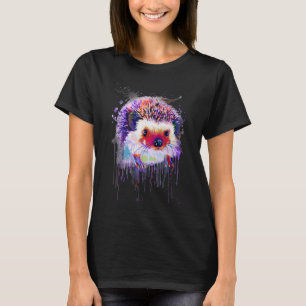 Hedgehog Face Hand Drawn Water Colour Splash Art C T-Shirt