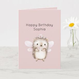 Hedgehog Fairy with Flowers Birthday Card