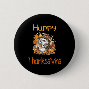 Hedgehog Fall Thanksgiving Happy Thanksgiving  6 Cm Round Badge
