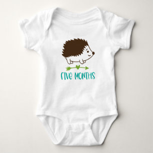 Hedgehog Five Month Milestone Baby Bodysuit