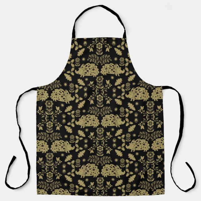 Hedgehog Folk Art Apron (Front)