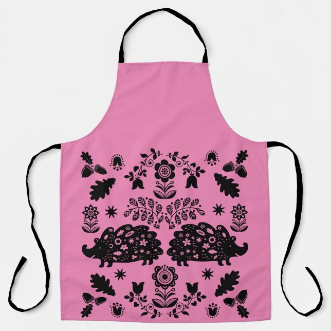 Hedgehog Folk Art Apron (Front)