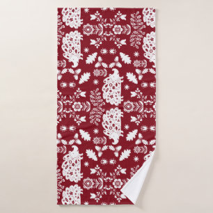 Hedgehog Folk Art Bath Towel
