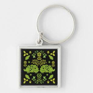 Hedgehog Folk Art Key Ring