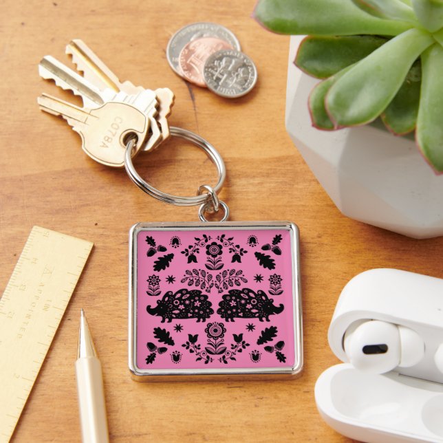 Hedgehog Folk Art Key Ring (Desk)