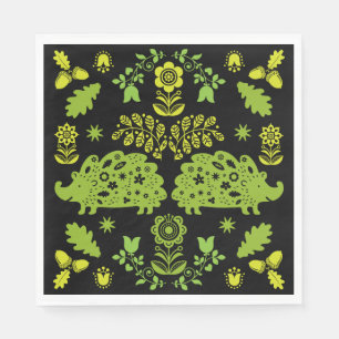 Hedgehog Folk Art Napkin