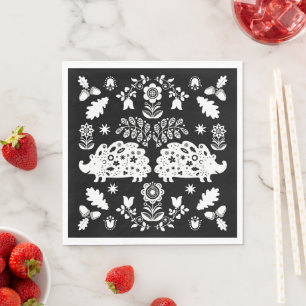 Hedgehog Folk Art Napkin