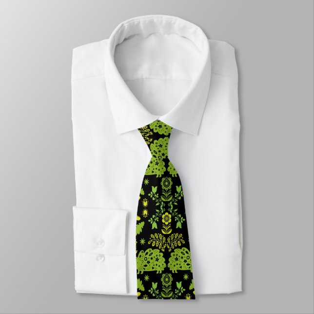 Hedgehog Folk Art Tie (Tied)