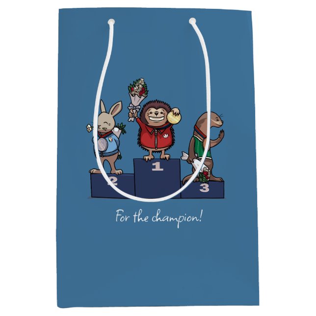 Hedgehog For The Champion! Well Done Gift Artwork Medium Gift Bag (Front)