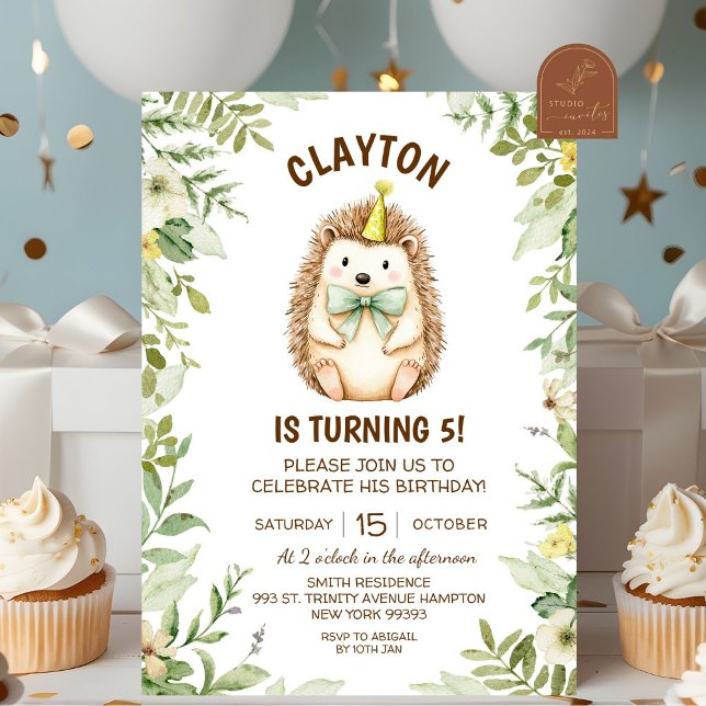 Hedgehog forest birthday invitation (Creator Uploaded)