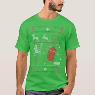 Hedgehog Funny Christmas Snow Pine Tree Zookeeper T-Shirt