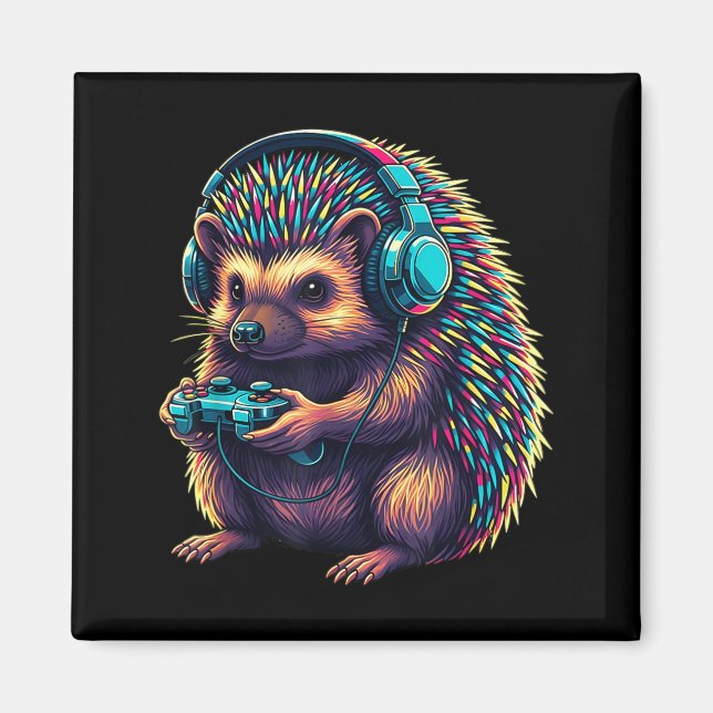 Hedgehog Gaming Animal Video Games Funny Hedgehog  Magnet (Front)