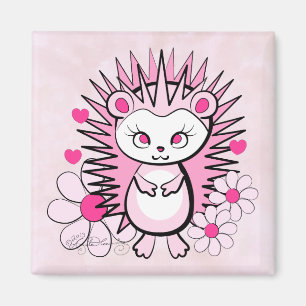 Hedgehog Girly Cute Pink Magnet