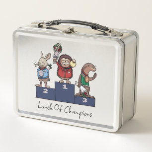 Hedgehog Gold Medal Lunch Of Champions! Podium Art Metal Lunch Box