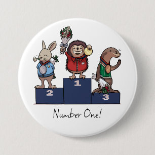 Hedgehog Gold Medal Number One! Gift Podium Art 7.5 Cm Round Badge
