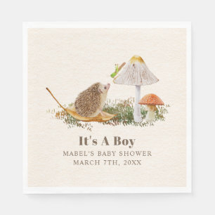 Hedgehog Grasshopper Mushroom Woodland Baby Shower Napkin