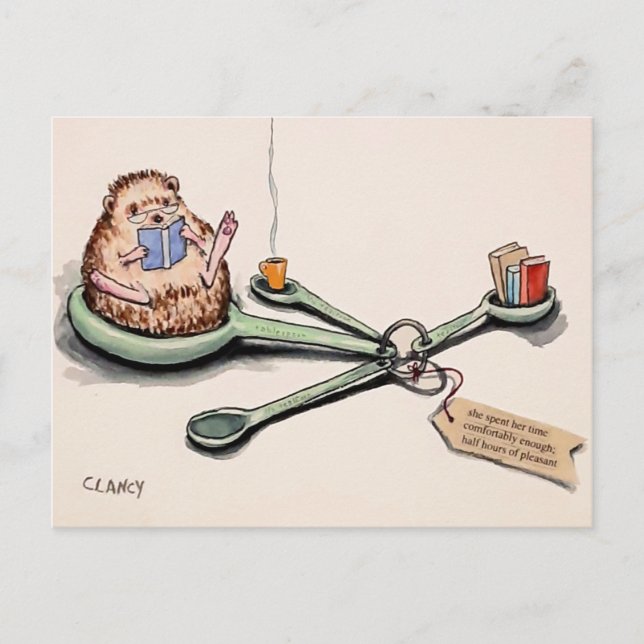 Hedgehog Half Hours Of Pleasant Postcard (Front)